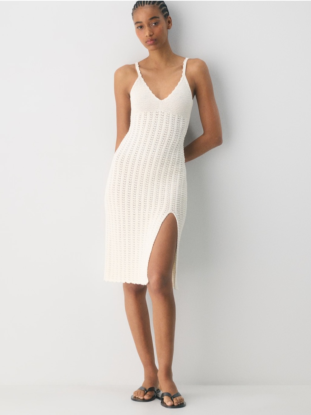 ARITZIA Crochet Knit MIDI Dress with Slit -SIZE S
